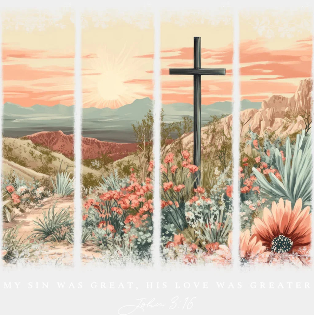 Cross Flowers Colorful Design - Christianity DTF Transfer Adult Unisex - S & M (10’’) / Light Color Design (See Imaging)