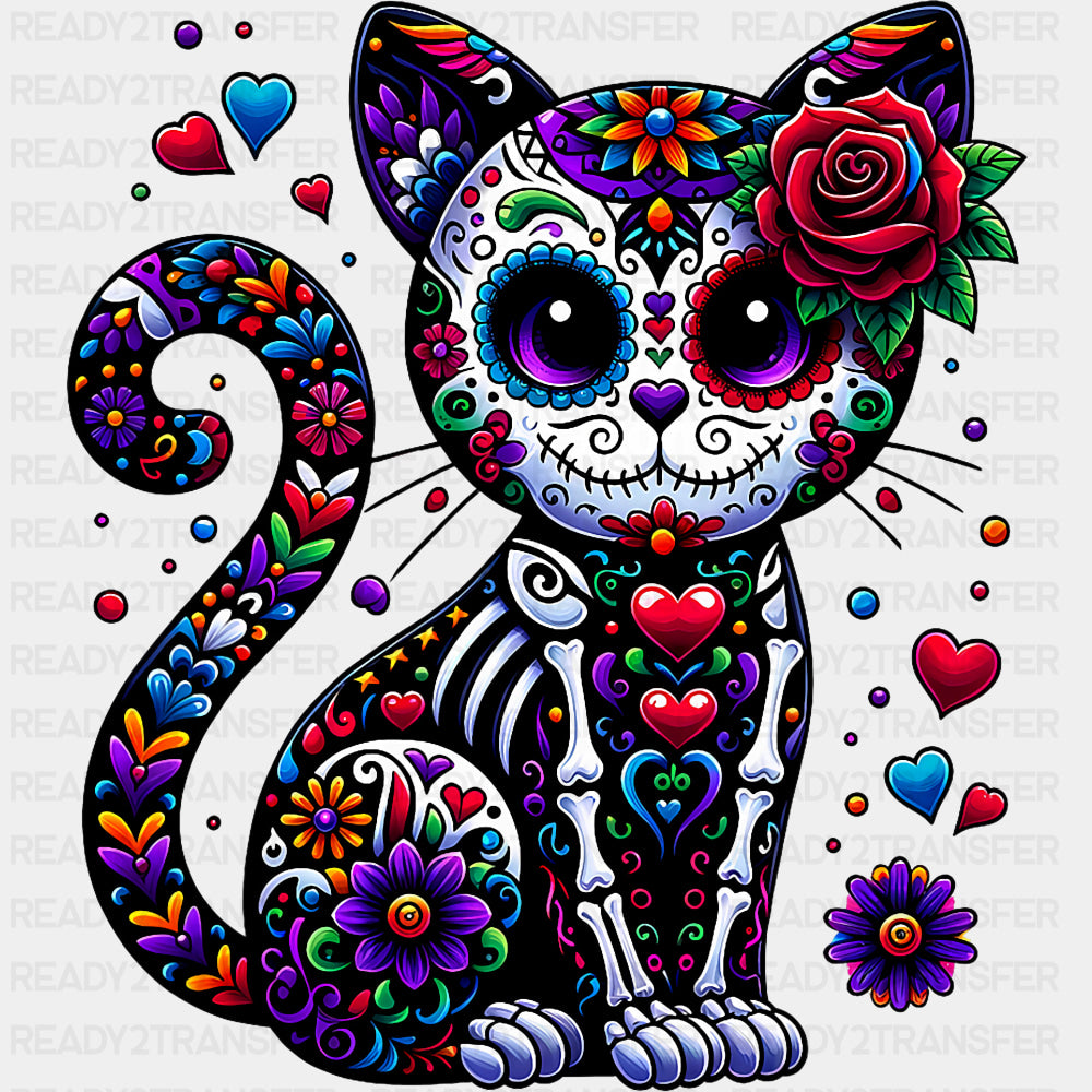 Cute Skull Cat - Day of the Dead DTF Transfers ready2transfer