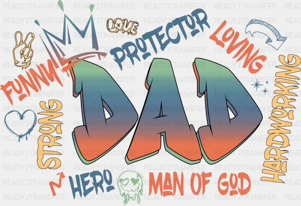 Dad Gradient - Father’s Day DTF Transfer Adult Unisex - S & M (10’’) / Dark Color Design (See Imaging)