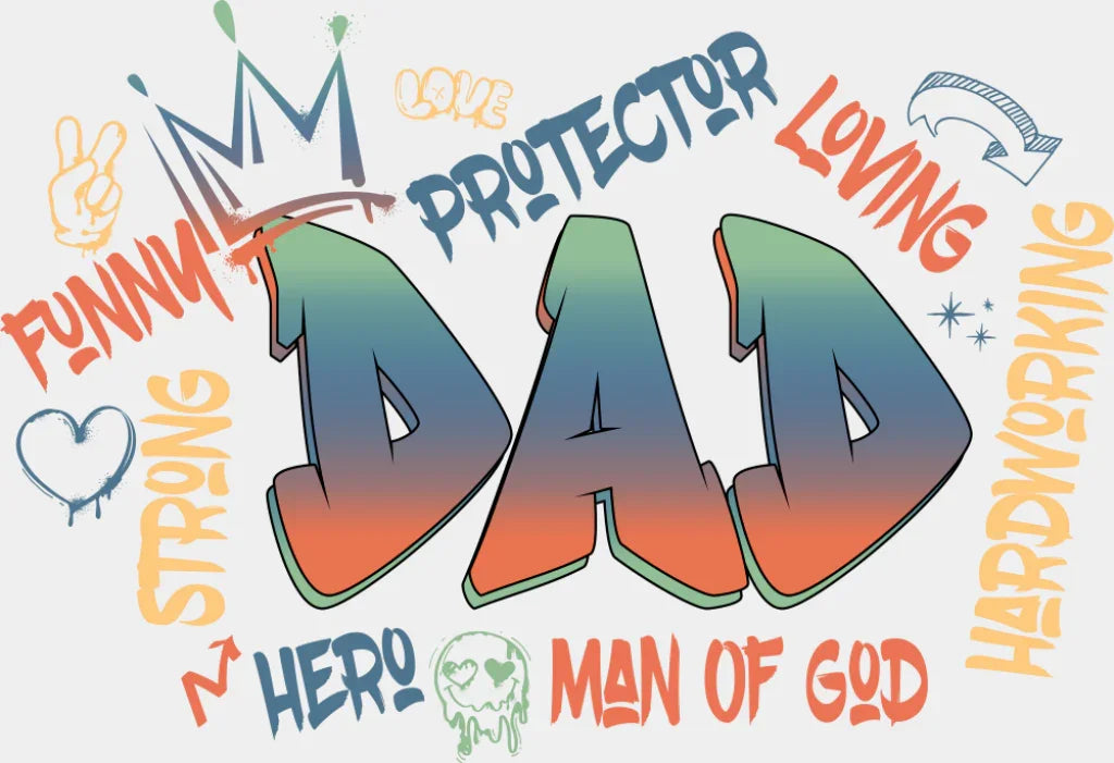 Dad Gradient - Father’s Day DTF Transfer Adult Unisex - S & M (10’’) / Light Color Design (See Imaging)
