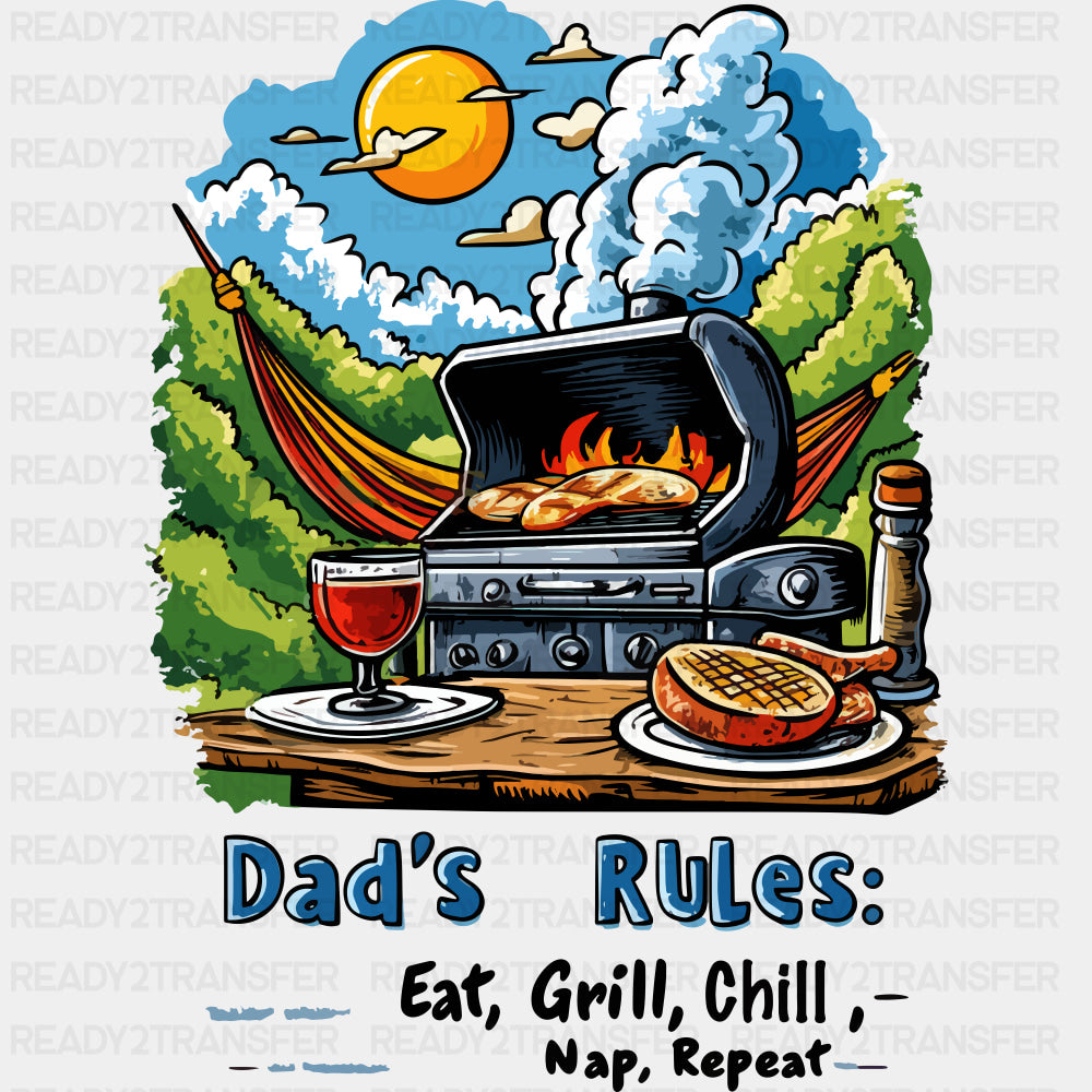 Dad's Rules, Eat Grill Chill - BBQ DTF Transfers ready2transfer