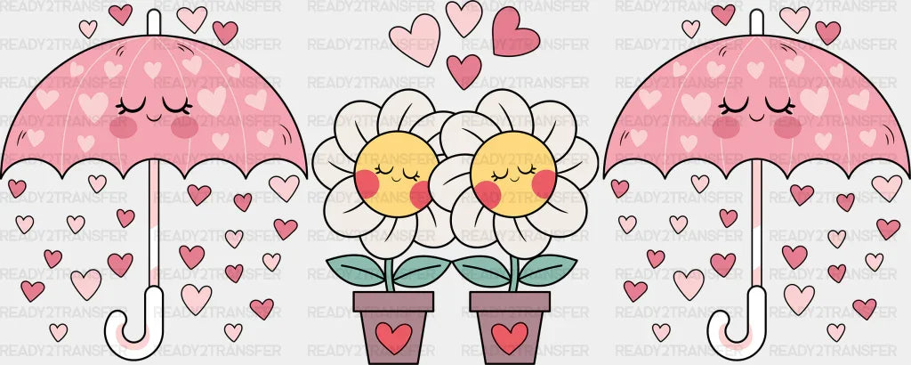 Daisies And Umbrellas - Valentine’s Day Cup Wrap Uv Sticker Permanent Dtf Decal