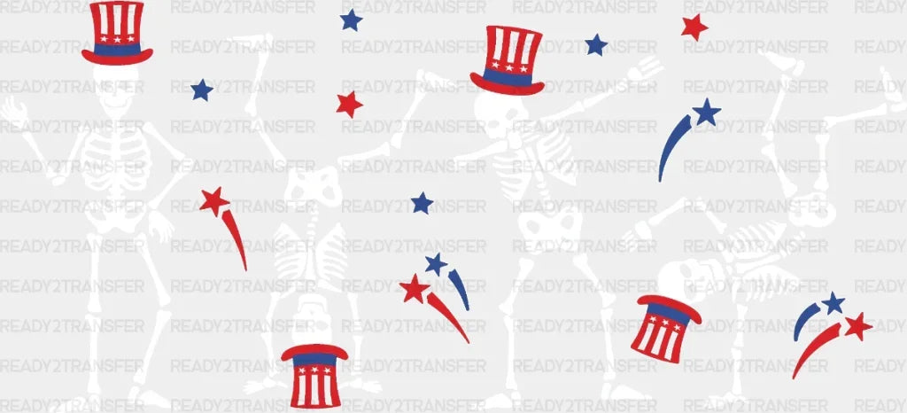 Dancing Skeleton 4Th Of July Dtf Heat Transfer Independence Day Design Fourth