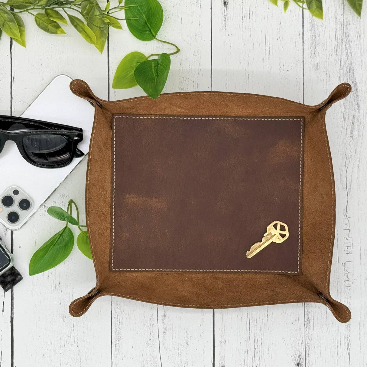 Custom Engraved Leather Tray