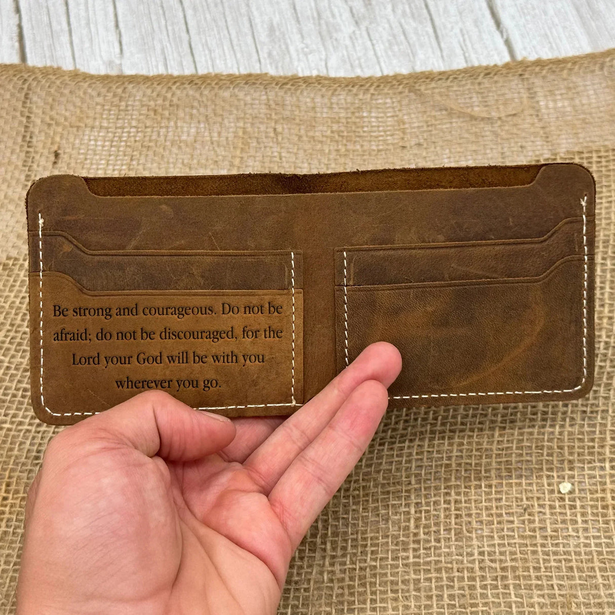 Custom Engraved Leather Wallet for Men