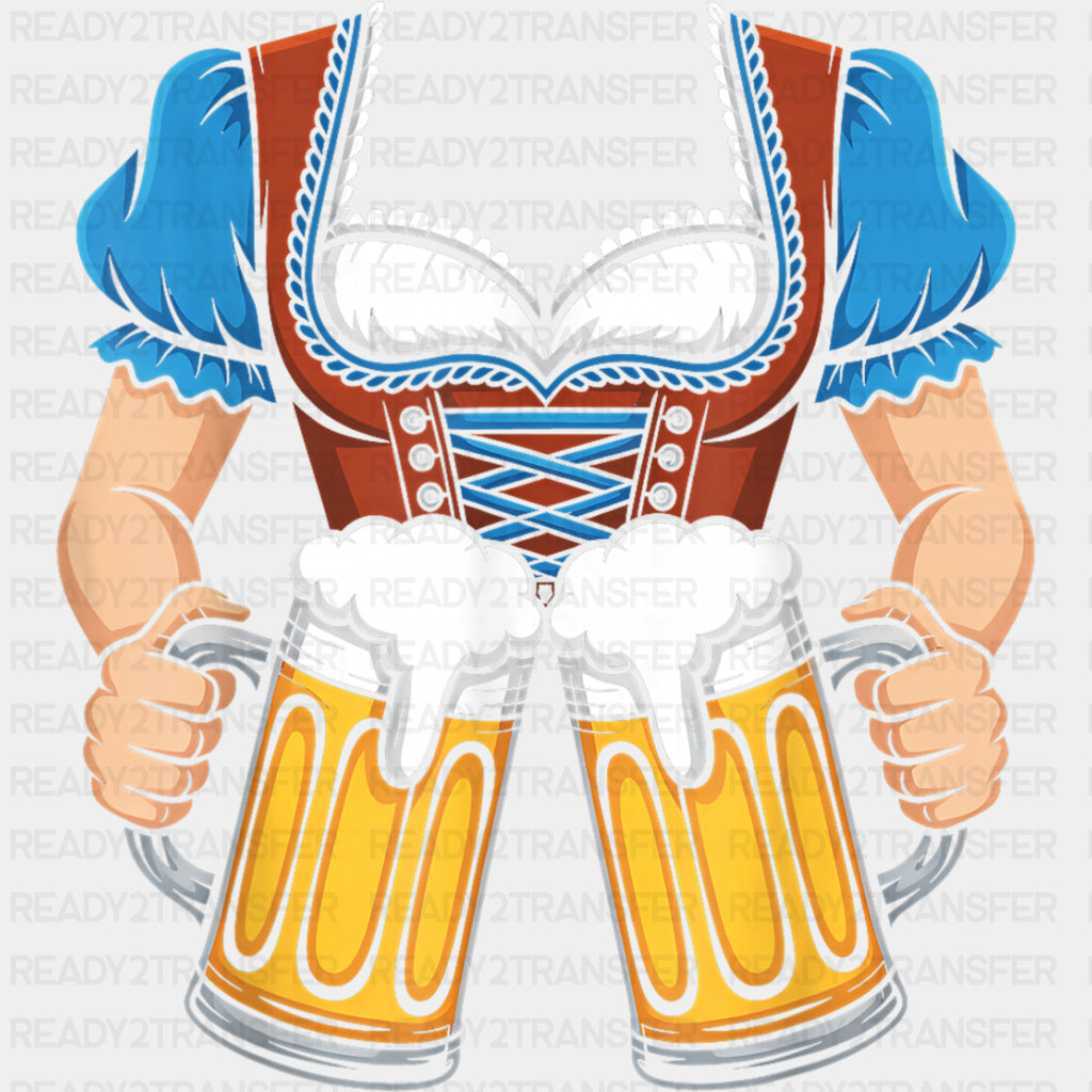 Dirndl Lady Serving Beers - Oktoberfest DTF Transfers ready2transfer