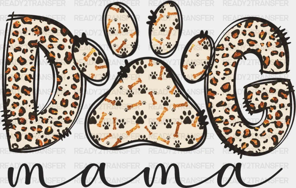 Dog Mama Paw B&W Design - Dogs Dtf Transfer Adult Unisex S & M (10’’) / Dark Color (See Imaging)