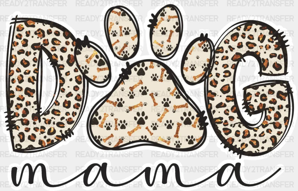 Dog Mama Paw B&W Design - Dogs Dtf Transfer Adult Unisex S & M (10’’) / Light Color (See Imaging)