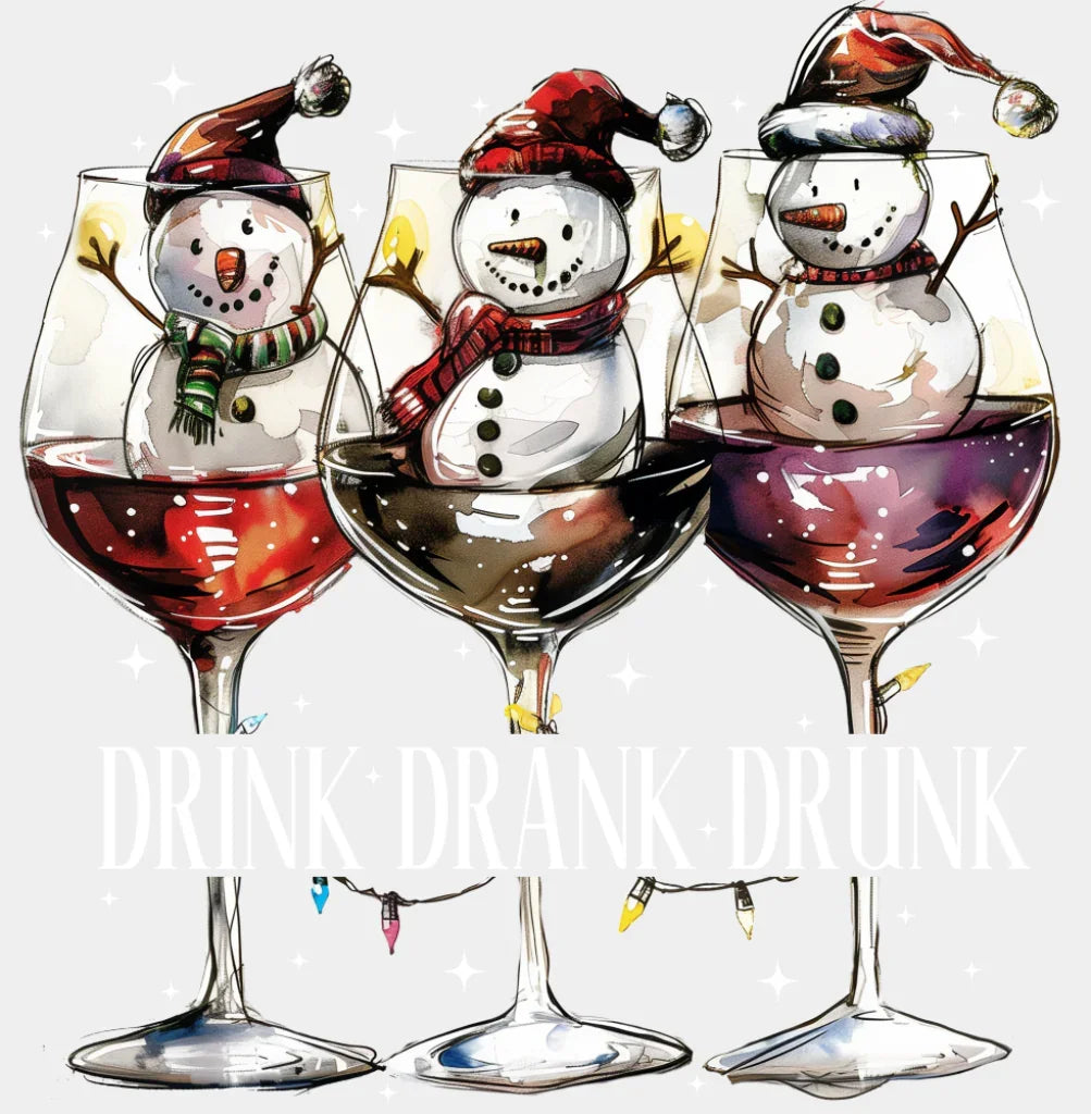 Drink Drank Drunk - Christmas DTF Transfer Adult Unisex - S & M (10’’) / Light Color Design (See Imaging)
