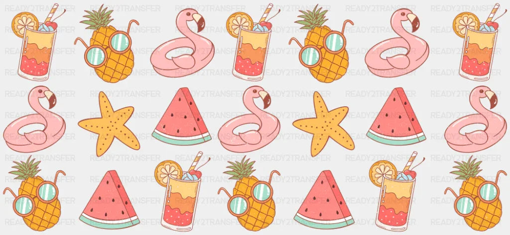 Drinks Flamingos Watermelon Pineapple - Summer Cup Wrap UV Sticker Permanent UV DTF Decal