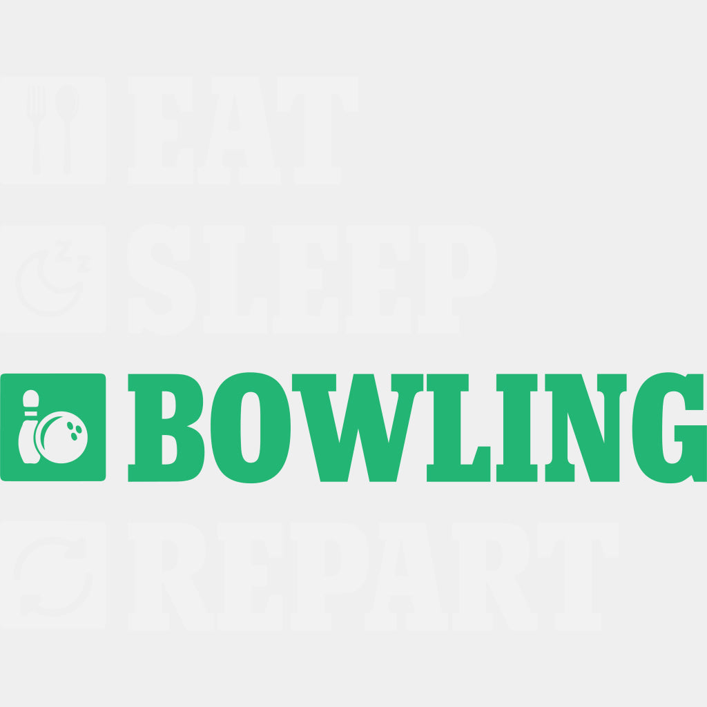 Eat Sleep Bowling Repart - Bowling DTF Transfers ready2transfer Light Color Design (See Imaging)