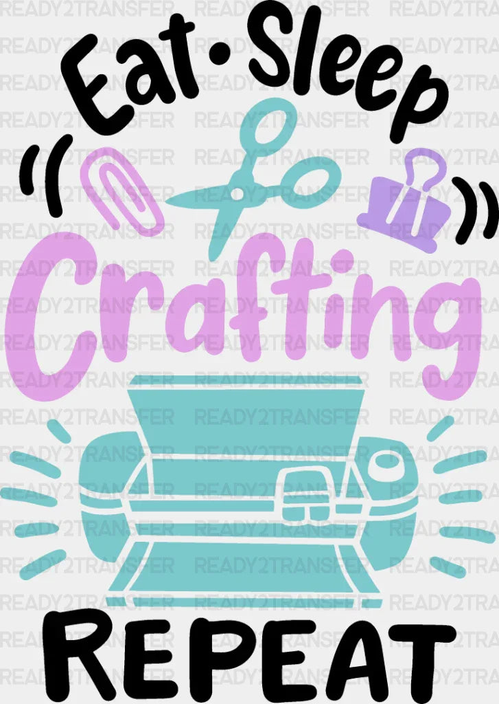Eat Sleep Craft - Crafting Dtf Heat Transfer Adult Unisex S & M (10’’) / Dark Color Design (See