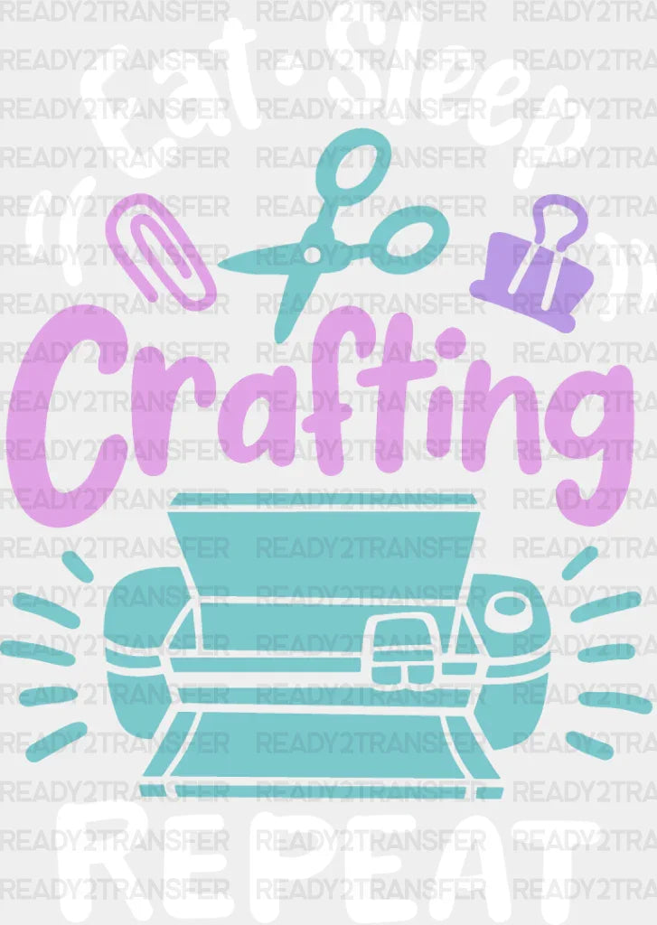 Eat Sleep Craft - Crafting Dtf Heat Transfer Adult Unisex S & M (10’’) / Light Color Design