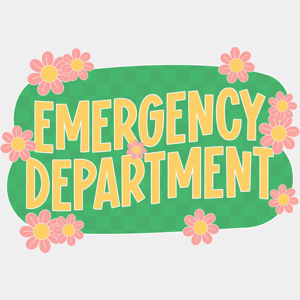 Emergency Department Pink Flowers - ER Nurse DTF Transfers ready2transfer Light Color Design (See Imaging)