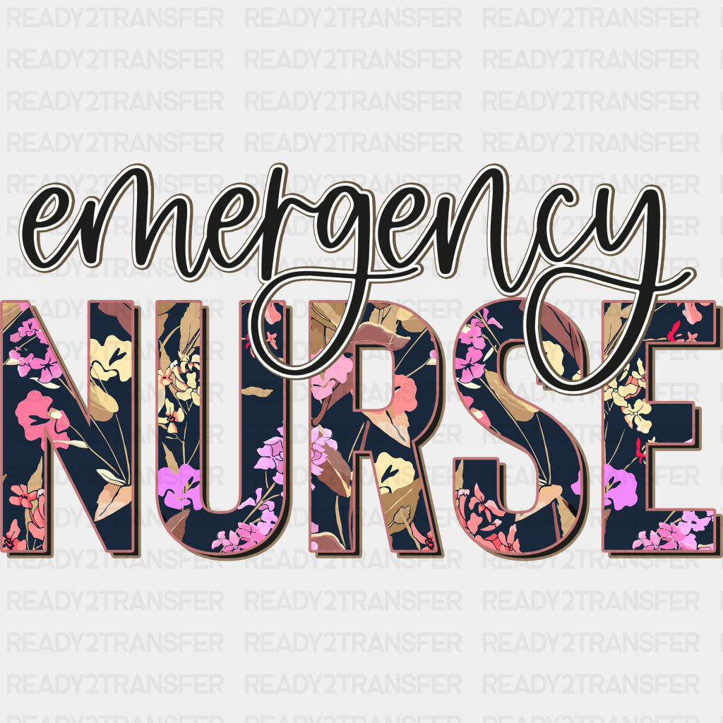 Emergency Nurse Floral Design - ER Nurse DTF Transfers ready2transfer