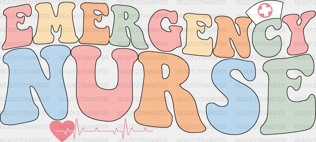 Emergency Nurse Heartbeat Design - Er Dtf Transfers