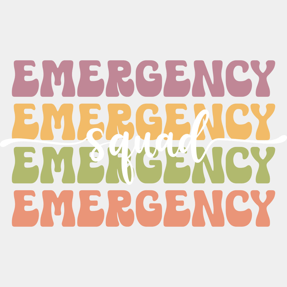 Emergency Squad Colorful Retro - ER Nurse DTF Transfers ready2transfer Light Color Design (See Imaging)