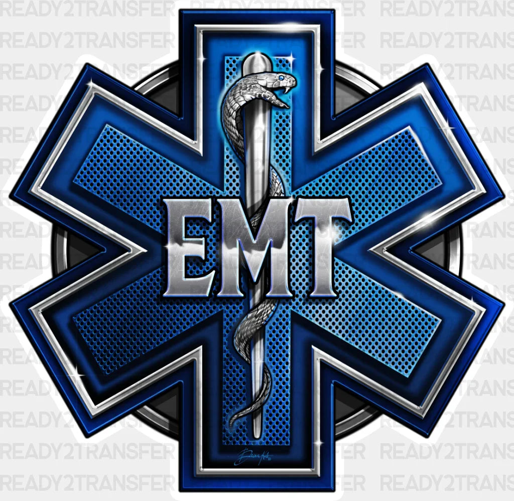 Emt Star Of Life Design - Dtf Transfer Adult Unisex S & M (10’’) / Light Color (See Imaging)