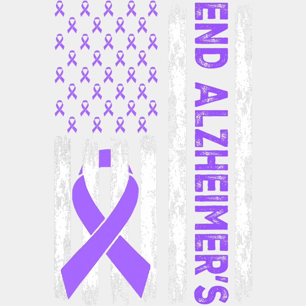 End Alzheimer's US Flag - Alzheimer's Awareness DTF Transfer ready2transfer Light Color Design (See Imaging)