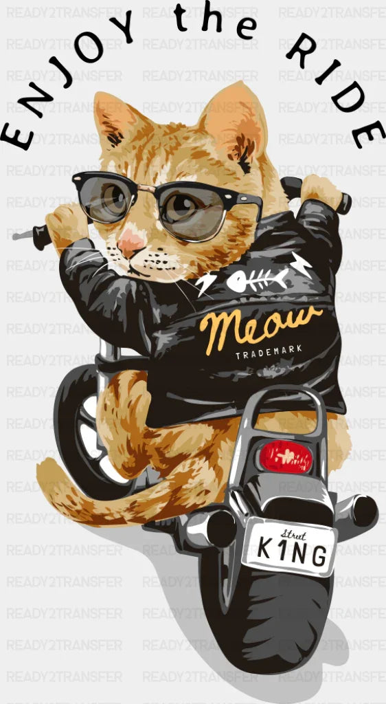 Enjoy The Ride Biker Cat - Cats DTF Transfer ready2transfer
