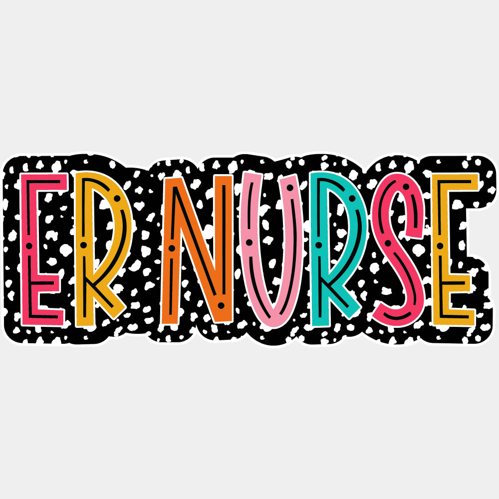 ER Nurse Dots B&W - ER Nurse DTF Transfers ready2transfer Light Color Design (See Imaging)