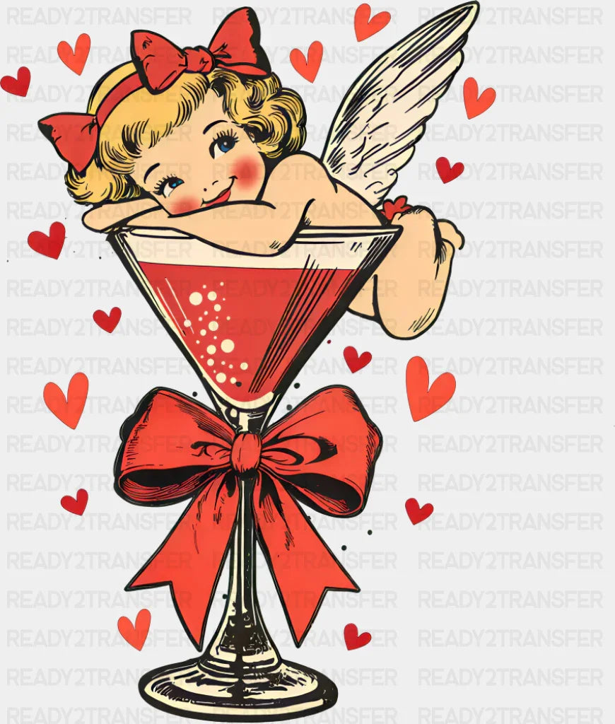 Eros Martini Glass Red Design - Valentine’s Day Dtf Transfer Adult Unisex S & M (10’’) / Dark