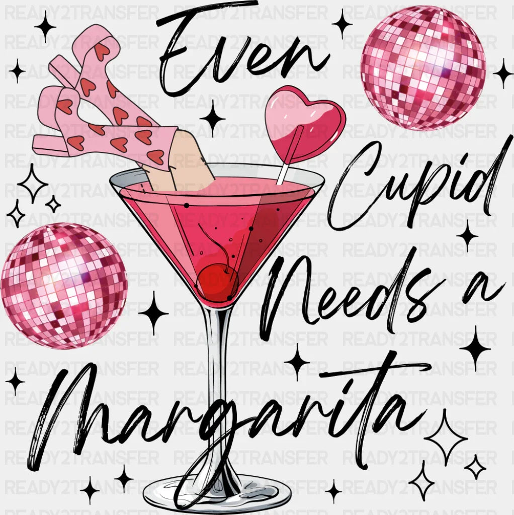 Even Cupid Needs A Margarita - Valentine’s Day Dtf Transfer Adult Unisex S & M (10’’) / Dark