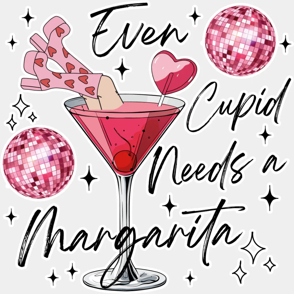 Even Cupid Needs A Margarita - Valentine’s Day Dtf Transfer Adult Unisex S & M (10’’) / Light