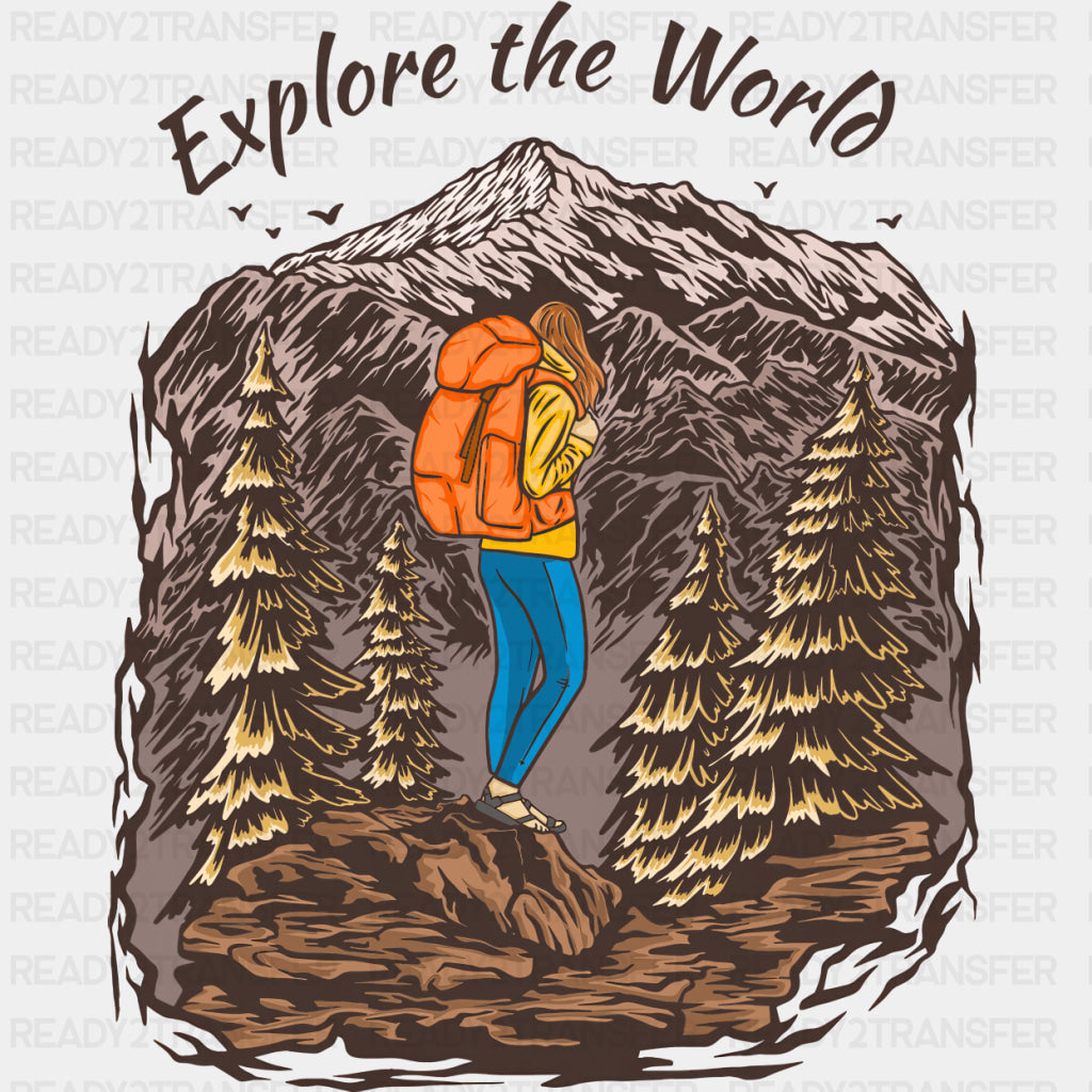 Explore The World - Hiking DTF Transfers ready2transfer Dark Color Design (See Imaging)