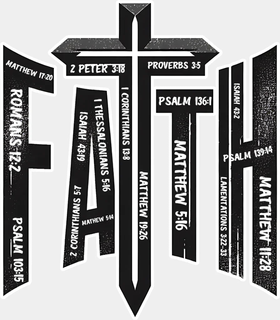 Faith Cross - Christianity DTF Transfer Adult Unisex - S & M (10’’) / Light Color Design (See Imaging)