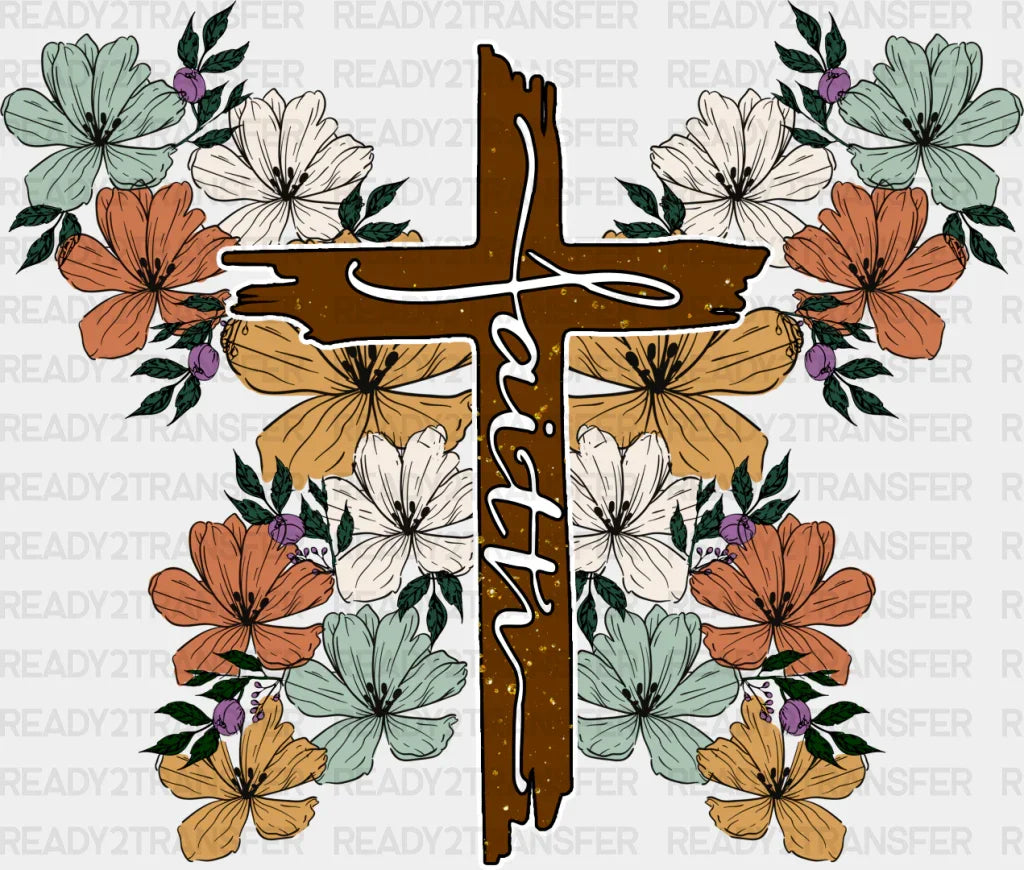 Faith Flowers Design - Christianity Dtf Transfer