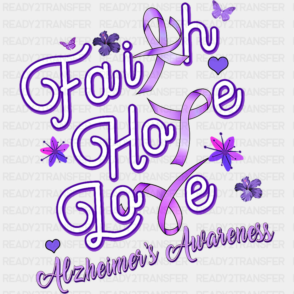 Faith Hope Love Flowers - Alzheimer's Awareness DTF Transfer ready2transfer
