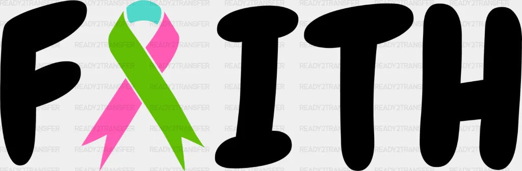 Faith Ribbon Design - Metastatic Breast Cancer Dtf Transfer Adult Unisex S & M (10’’) / Dark