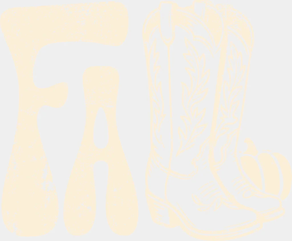 Fall Cowboy Boots Brown & White - Fall DTF Transfer Adult Unisex - S & M (10’’) / Light Color Design (See Imaging)