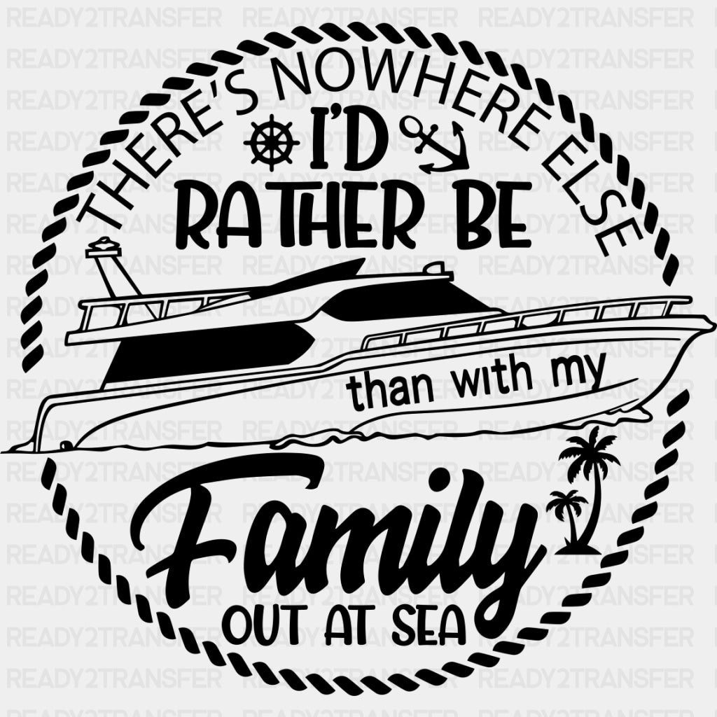 Family Out At Sea Black and White - Family Cruise DTF heat transfer ready2transfer Dark Color Design ( See imaging )
