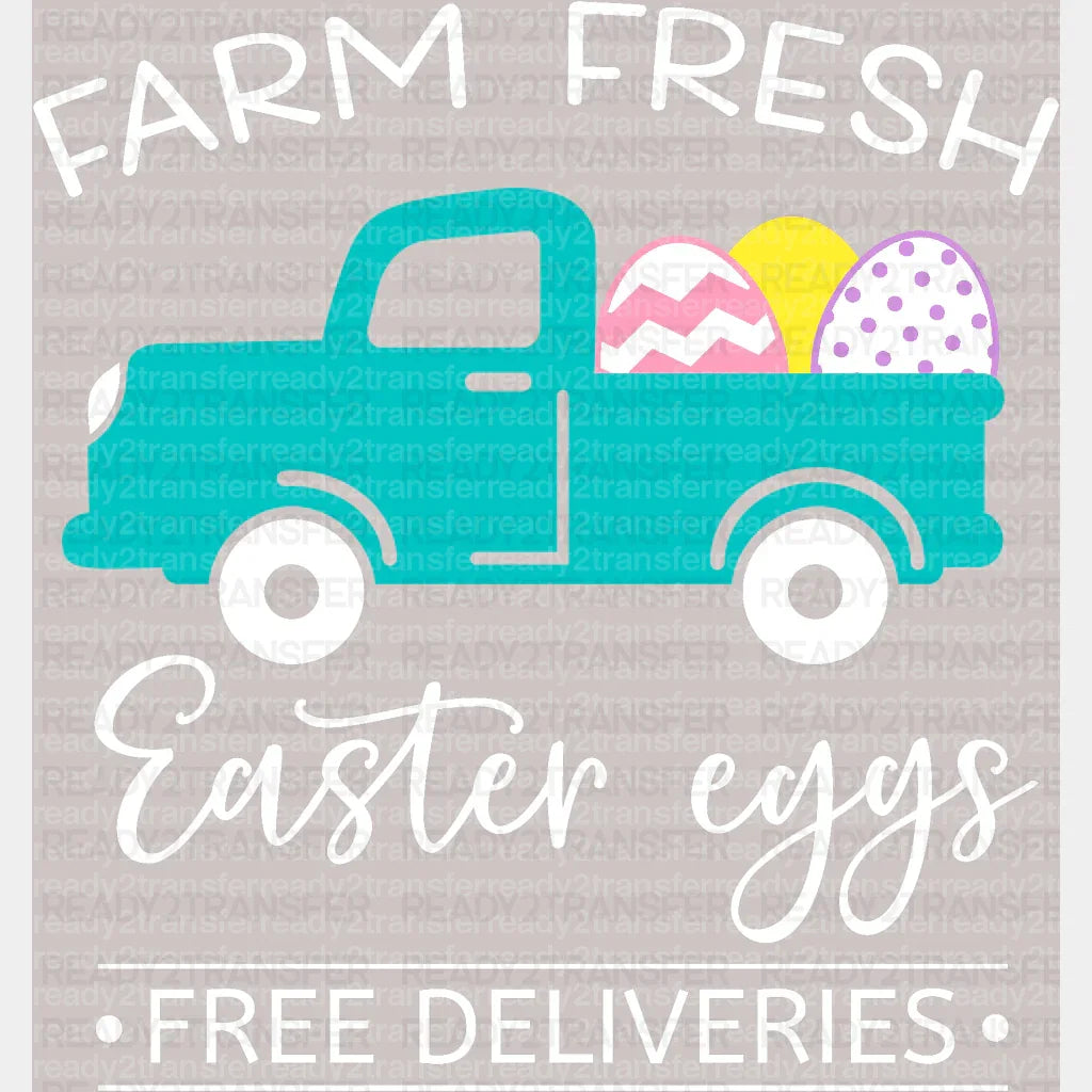 Farm Fresh Easter Eggs DTF Heat Transfer, Easter Design ready2transfer White
