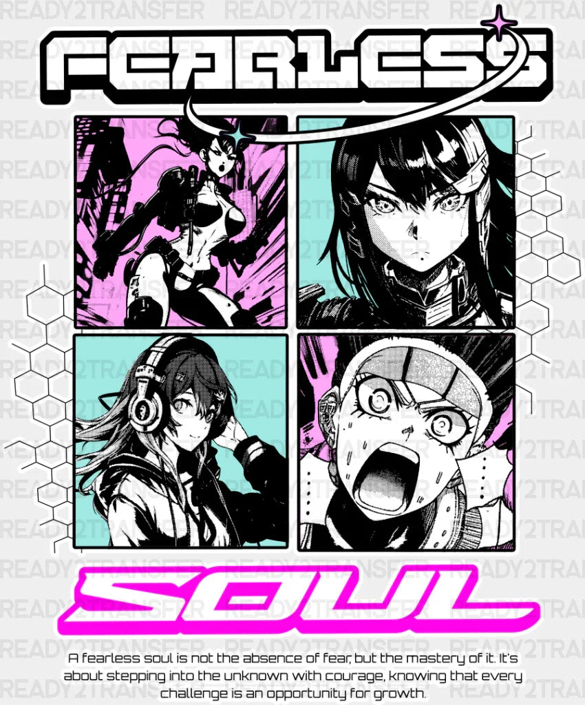 Fearless Soul - Anime Dtf Heat Transfer Adult Unisex S & M (10’’) / Light Color Design (See Imaging)
