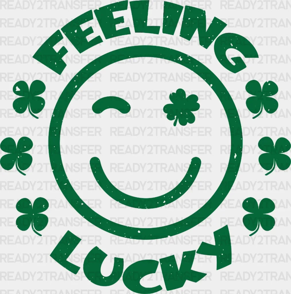Feeling Lucky Smiley St. Patrick's Day DTF Heat Transfer, Saint Patricks Day Design, St Paddys Day DTF ready2transfer Green