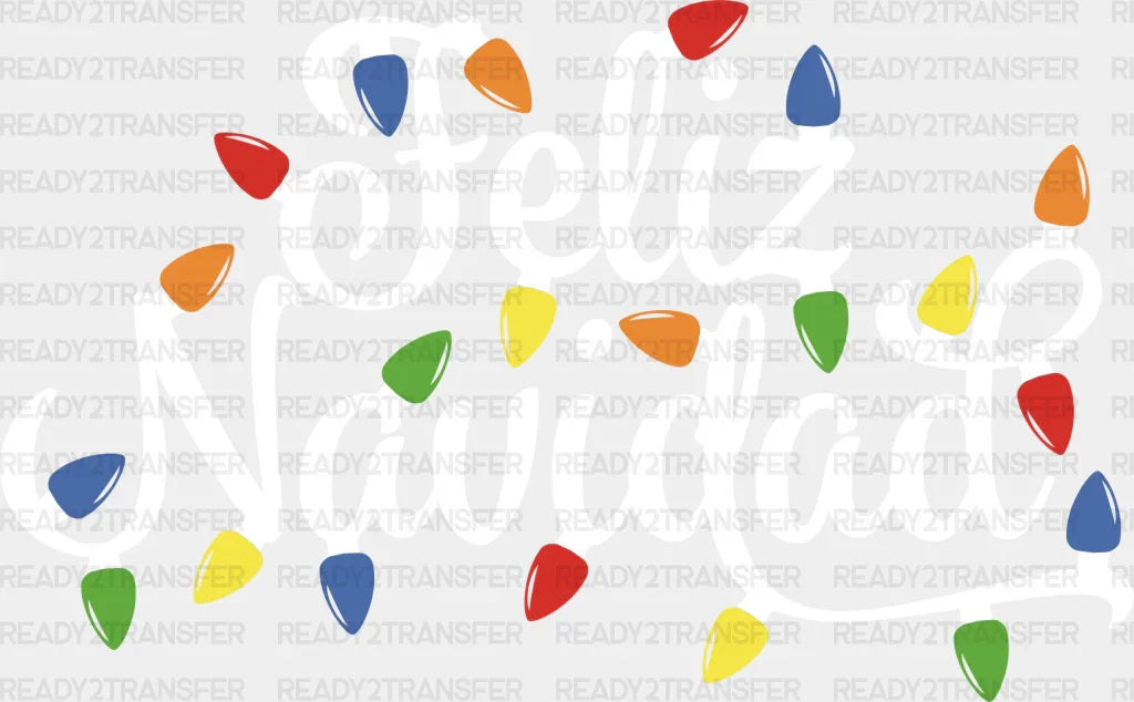 Feliz Navidad Colorful Lights - Christmas Dtf Transfer Adult Unisex S & M (10’’) / Light Color