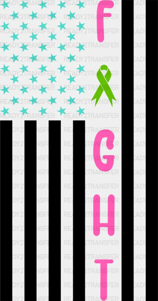 Fight Usa Flag Design - Metastatic Breast Cancer Dtf Transfer Adult Unisex S & M (10’’) / Dark