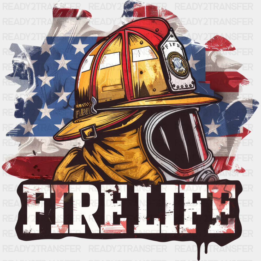 Fire Life USA Flag - Fire Department DTF Transfers ready2transfer