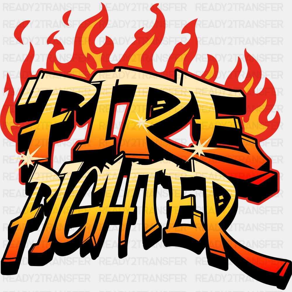 Firefighter Flame Graffiti - Fire Department DTF Transfers ready2transfer Dark Color Design (See Imaging)