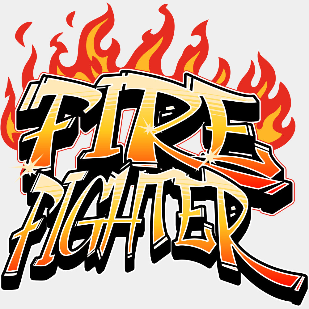Firefighter Flame Graffiti - Fire Department DTF Transfers ready2transfer Light Color Design (See Imaging)