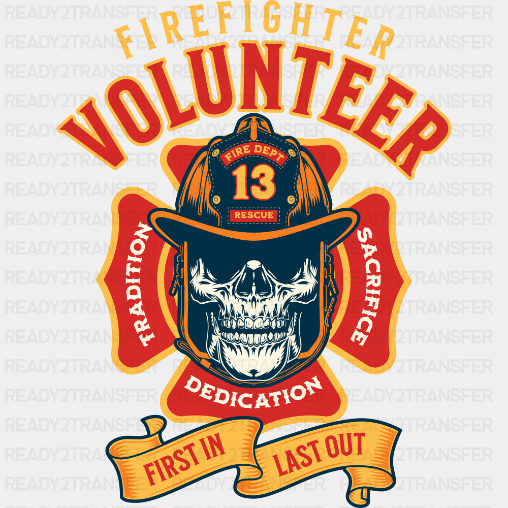 Firefighter Volunteer Skull - Fire Department DTF Transfers ready2transfer