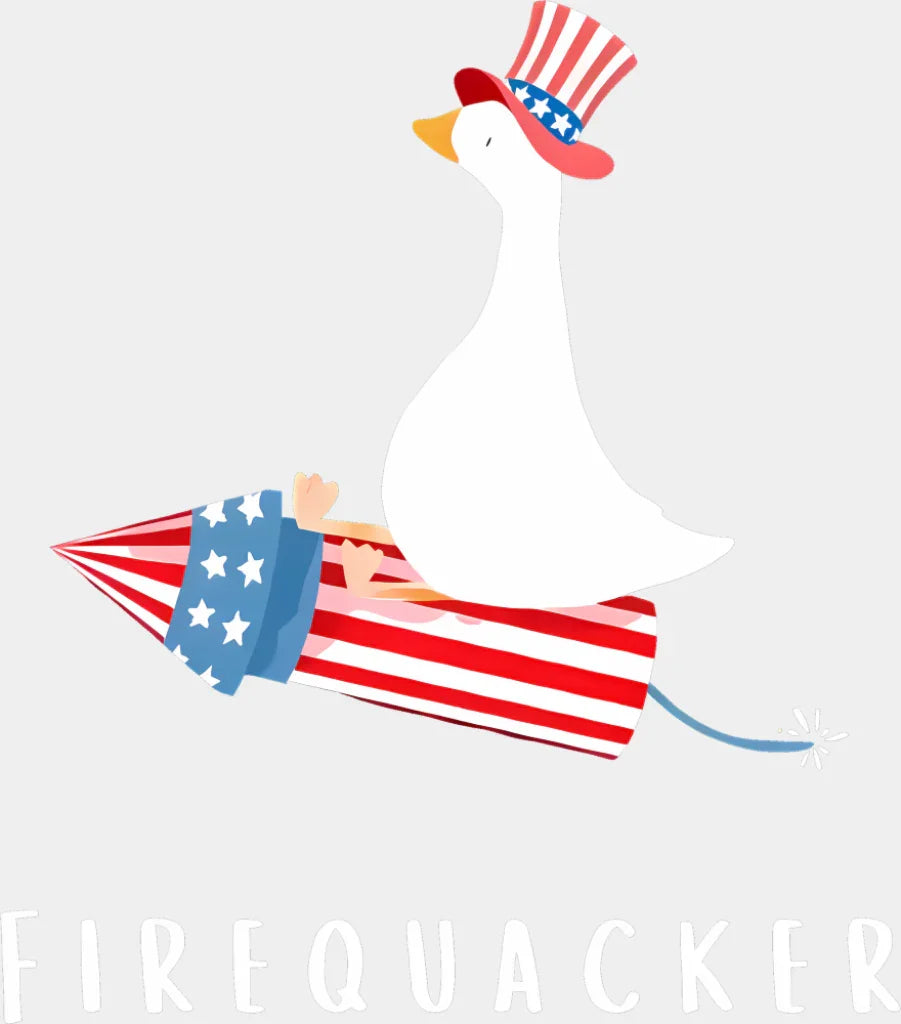 Firequacker Duck Design - 4th Of July DTF Transfer Adult Unisex - S & M (10’’) / Light Color Design (See Imaging)
