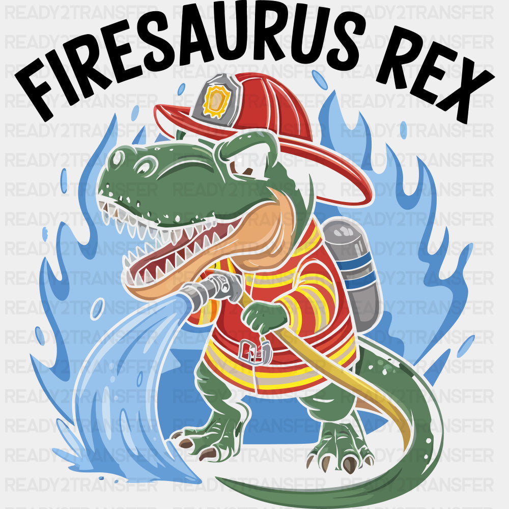 Firesaurus Rex - Fire Department DTF Transfers ready2transfer Dark Color Design (See Imaging)