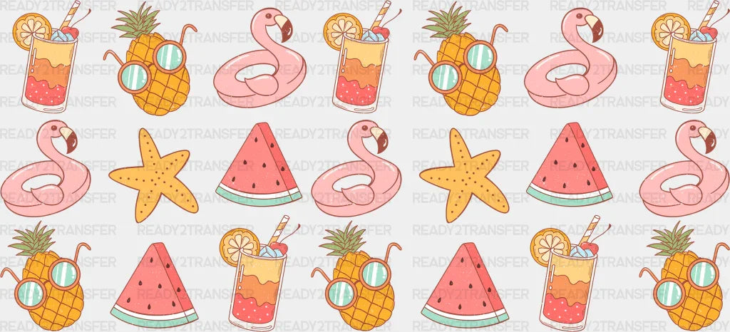 Flamingo Watermelon Drinks - Summer Cup Wrap Uv Sticker Permanent Dtf Decal