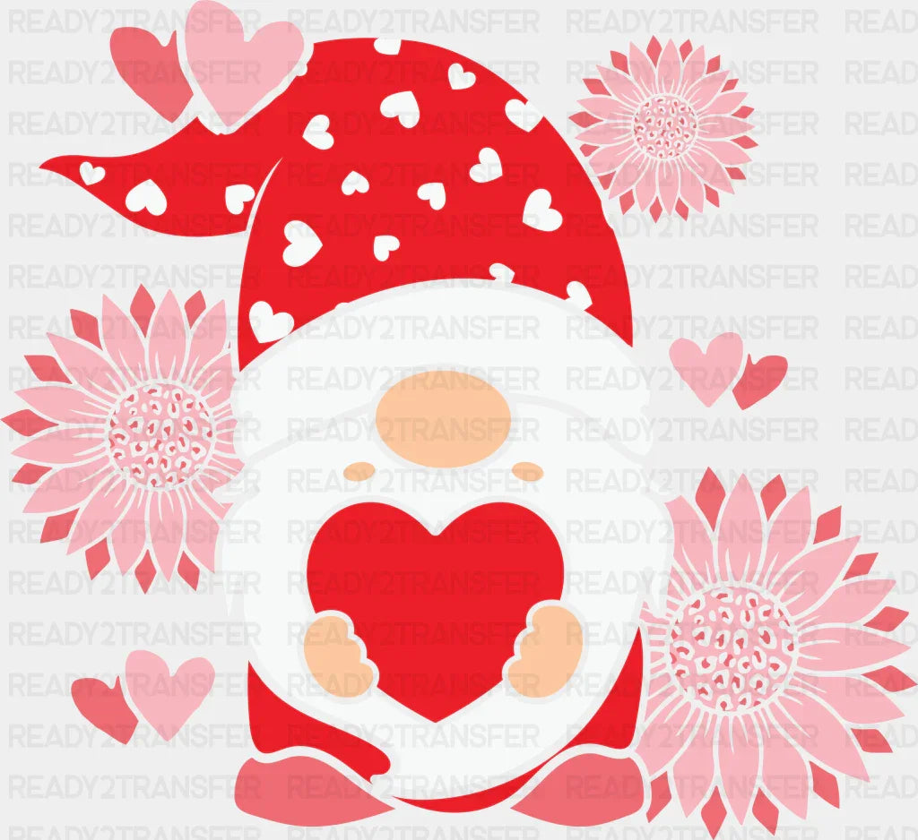 Floral Gnomie Heart Dtf Transfer