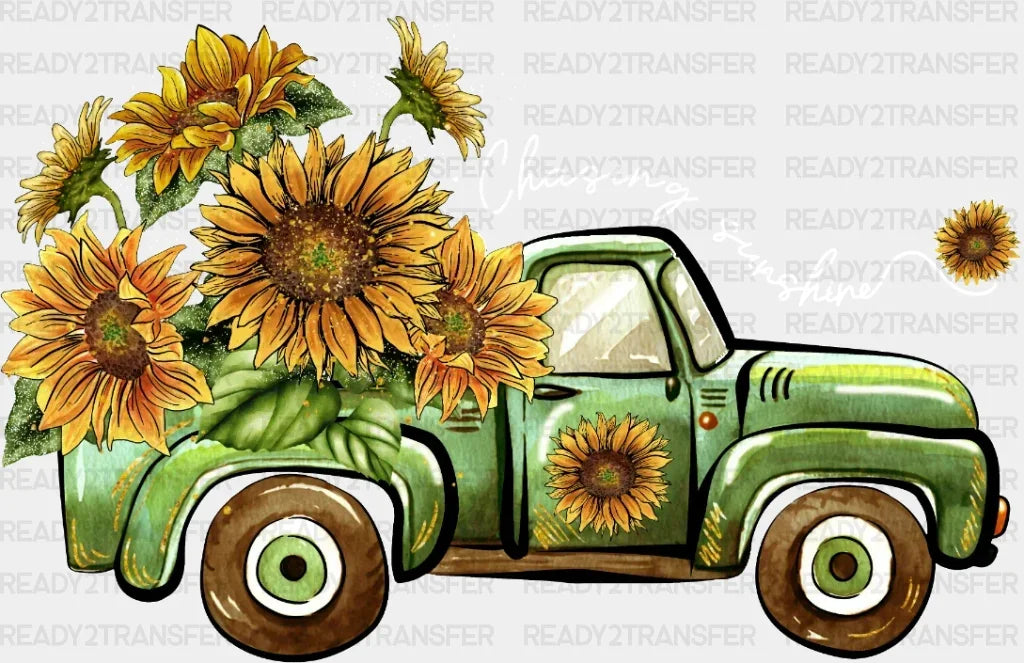 Flowers Truck Dtf Transfer