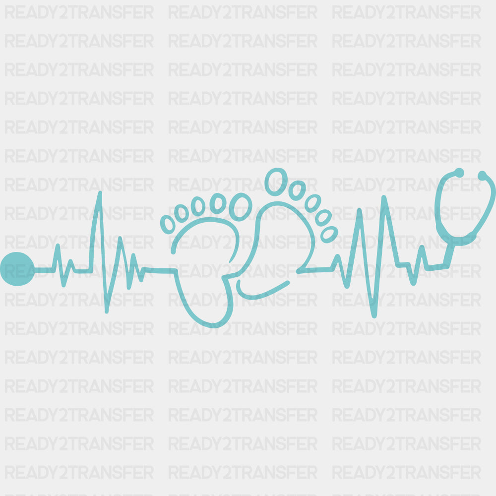 Foot Print, ECG Line - Pediatric Nurse DTF Transfers ready2transfer